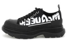 Alexander McQueen Tread Slick Low Lace Up Graffiti Shoes 'Black White' Women's