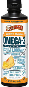 Рыбий жир и Омега 3, 6, 9 Barlean's Seriously Delicious Omega-3 Fish Oil Smoothie Mango Peach Омега 3 из рыбьего жира со вкусом фруктового смузи  454 г