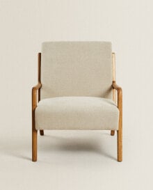 Ash wood linen armchair