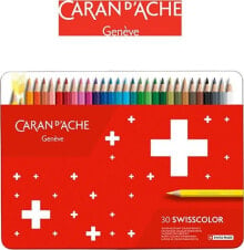 Цветные карандаши для рисования для детей caran d`Arche Kredki CARAN D'ACHE Swisscolor, metalowe pudełko, 30 szt.