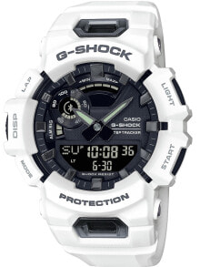 Мужские наручные электронные часы с белым силиконовым ремешком Casio GBA-900-7AER G-Shock mens 46mm 20ATM