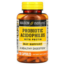 Пребиотики и пробиотики Масон Натурал, пробиотик с ацидофильными лактобактериями Acidophilus с пектином, 100 капсул