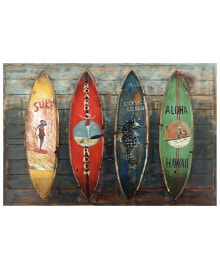 Товары для дома 'Surfboards' Metallic Handed Painted Rugged Wooden Blocks Wall Sculpture - 32" x 48"