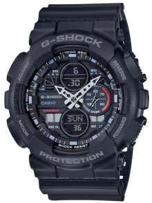 Мужские наручные электронные часы с черным силиконовым ремешком Casio GA-140-1A1ER G-Shock 51mm 20ATM