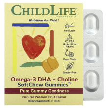 Essentials, Omega-3 DHA + Choline, SoftChew Gummies, Passion Fruit, 27 Tablets