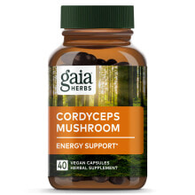 Грибы gaia Herbs Cordyceps Mushroom Органический гриб кордицепс для энергии и выносливости 40 веганских капсул