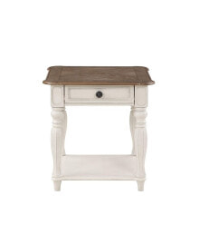 Simplie Fun florian End Table in Oak & Antique White Finish LV01663