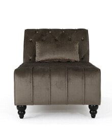 Noble House rubie Modern Glam Tufted Chaise Lounge with Scrolled Backrest