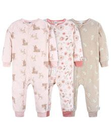 Купить детские комплекты одежды для малышей Gerber: Toddler Girls Footless Fleece Pajamas, 3-Pack