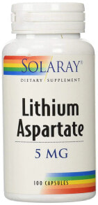 Витамины и БАДы для нервной системы solaray Lithium Aspartate Пищевая добавка из аспартата лития 5 мг 100 капсул