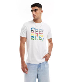 Купить мужские футболки и майки PS Paul Smith: PS Paul Smith t-shirt with rainbow logo print in white