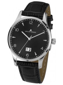 Мужские наручные часы с черным кожаным ремешком Jacques Lemans 1-1862ZA London Mens 40mm 10ATM