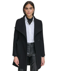 Women's Petite Asymmetrical Belted Wrap Coat, Created for Macy's