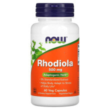 Растительные экстракты и настойки NOW Foods, Rhodiola, 500 mg, 60 Veg Capsules