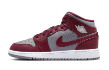 Jordan Air Jordan 1 Mid 舒适 耐磨 中帮 复古篮球鞋 GS 红灰 / Кроссовки Jordan Air Jordan 1 Mid GS DQ8423-615