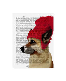 Trademark Global fab Funky German Shepherd in Red Woolly Hat Canvas Art - 15.5