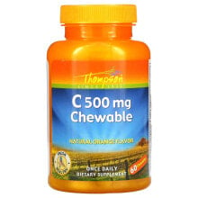 Витамин С Thompson, C500 mg Chewable, Natural Orange Flavor, 60 Chewables