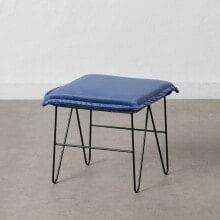 Pouffe Synthetic Fabric Blue Metal 40 x 40 x 35 cm