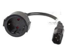 Lanberg CA-C14E-10CC-0018-BK кабель питания Черный 0,18 m Разъем C14