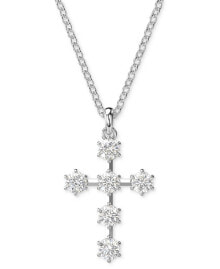 Swarovski silver-Tone Insigne Crystal Cross Pendant Necklace, 15" + 2-3/4" extender купить онлайн