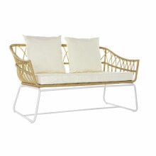 Garden sofa DKD Home Decor White Metal synthetic rattan (132 x 58 x 80 cm)