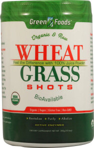 Растительные экстракты и настойки Green Foods Organic and Raw Wheat Grass Shots Органические сырые шоты из ростков пшеницы 300 г