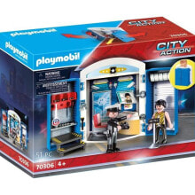 Детские игровые наборы и фигурки из дерева Игровой набор с элементами конструктора Playmobil City Action Полицейский участок, возьми с собой,70306