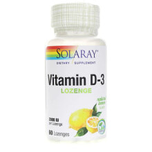Витамин D Solaray Vitamin D 3 Lemon Витамин D3 с лимоном 2000 МЕ 60 пастилок