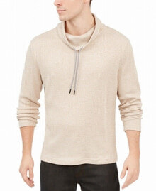 Alfani 252959 Men's Funnel-Neck Hooded Sweatshirt Heather Sand Size X-Large