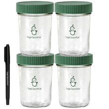 Glass Baby Food Storage Jars, 6 Pack, 4 oz Each