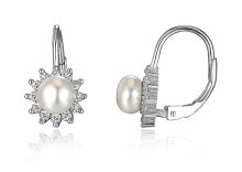 Ювелирные серьги půvabné stříbrné náušnice s perlami a zirkony EP000178