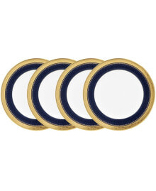 Noritake odessa Cobalt Gold Set of 4 Bread Butter and Appetizer Plates, Service For 4