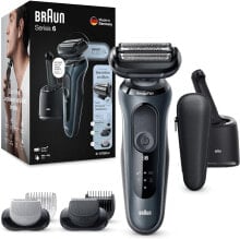 Braun Series 6 Men's Razor with EasyClick Attachment, Electric Shaver & Beard Trimmer, Charging Station, Wet & Dry, Rechargeable & Wireless, Father's Day Gift, 61-N4500cs, Grey