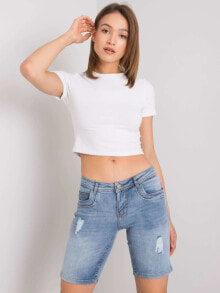 Женские джинсовые  шорты Factory Price  с высокой талией,  пять карманов, логотип,  удлиненные