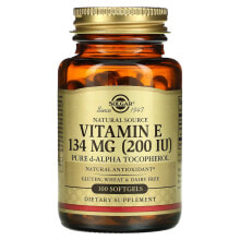 Витамин Е Солгар, натуральный витамин Е, 200 МЕ, 100 капсул