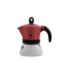 Italian Coffee Pot Bialetti Moka Induction Red Metal Aluminium 150 ml