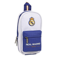 Backpack Pencil Case Real Madrid C.F. 1 Blue White 12 x 23 x 5 cm (33 Pieces)