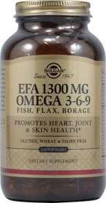 Рыбий жир и Омега 3, 6, 9 Solgar EFA Omega 3-6-9 Смесь из трех масел - жирных кислот, для здоровья  сердца, суставов и кожи 1300 мг 120 гелевых капсул