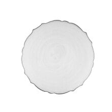 American Atelier jay Import Alabaster Scallop White With Silver Charger Plate