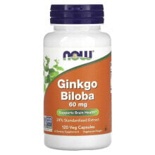 Гинкго Билоба NOW Foods, Гинкго билоба, 60 мг, 120 растительных капсул