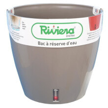 Горшки, подставки для цветов rIVIERA Eva New круглый пластиковый горшок - 46 см - 49 л - серо-коричневый