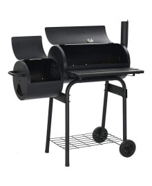 SUGIFT heavy-Duty Charcoal Grill Offset Smoker with Cover in Black