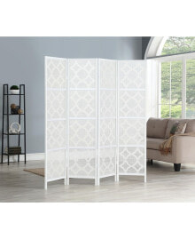 Simplie Fun quarterfoil infused Diamond Design 4-Panel Room Divider, White