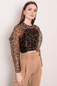Женские блузки и кофточки Женская укороченная блузка с длинным полупрозрачным рукавом Factory Price