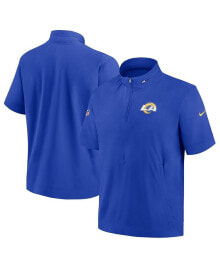 Nike men's Royal Los Angeles Rams Sideline Coach Short Sleeve Hoodie Quarter-Zip Jacket