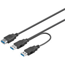 Компьютерные разъемы и переходники goobay USB 3.0, 0.3 m USB кабель 0,3 m 3.2 Gen 1 (3.1 Gen 1) USB A 2 x USB A Черный 95749