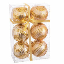 Ёлочные шарики Позолоченный Пластик Спираль 8 x 8 x 8 cm (6 штук)