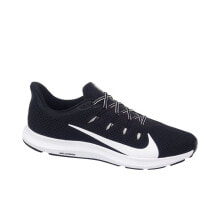 Мужская спортивная обувь для бега Мужские кроссовки спортивные для бега черные текстильные низкие с белой подошвой Nike Quest 2