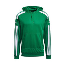 Мужские спортивные худи Мужское худи с капюшоном спортивное зеленое с логотипом Adidas Team 21