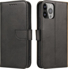 Hurtel Etui portfel z klapką podstawką do iPhone 15 Magnet Case - czarne